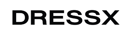 The word DRESSX in dark gray letters on a black background.