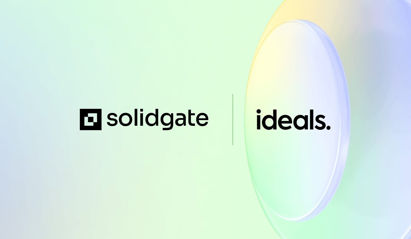 Ideals and Solidgate logo on a light green background