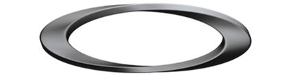 Metallic gray twisted oval ring, resembling a Mobius strip, against a black background.