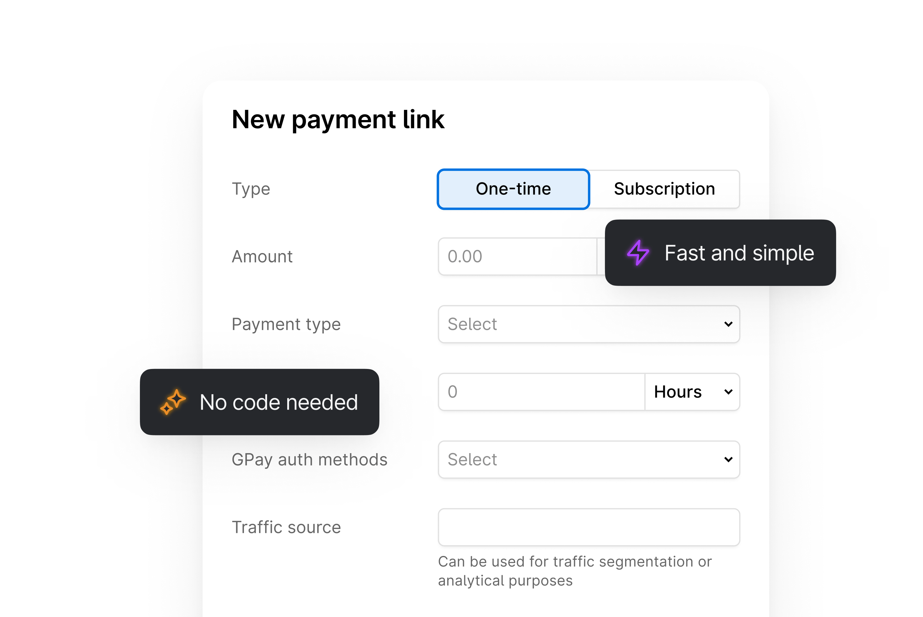Payment flow selector with subscription, one-time payment, and donation choices.