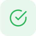 Checkmark on a pale green background.