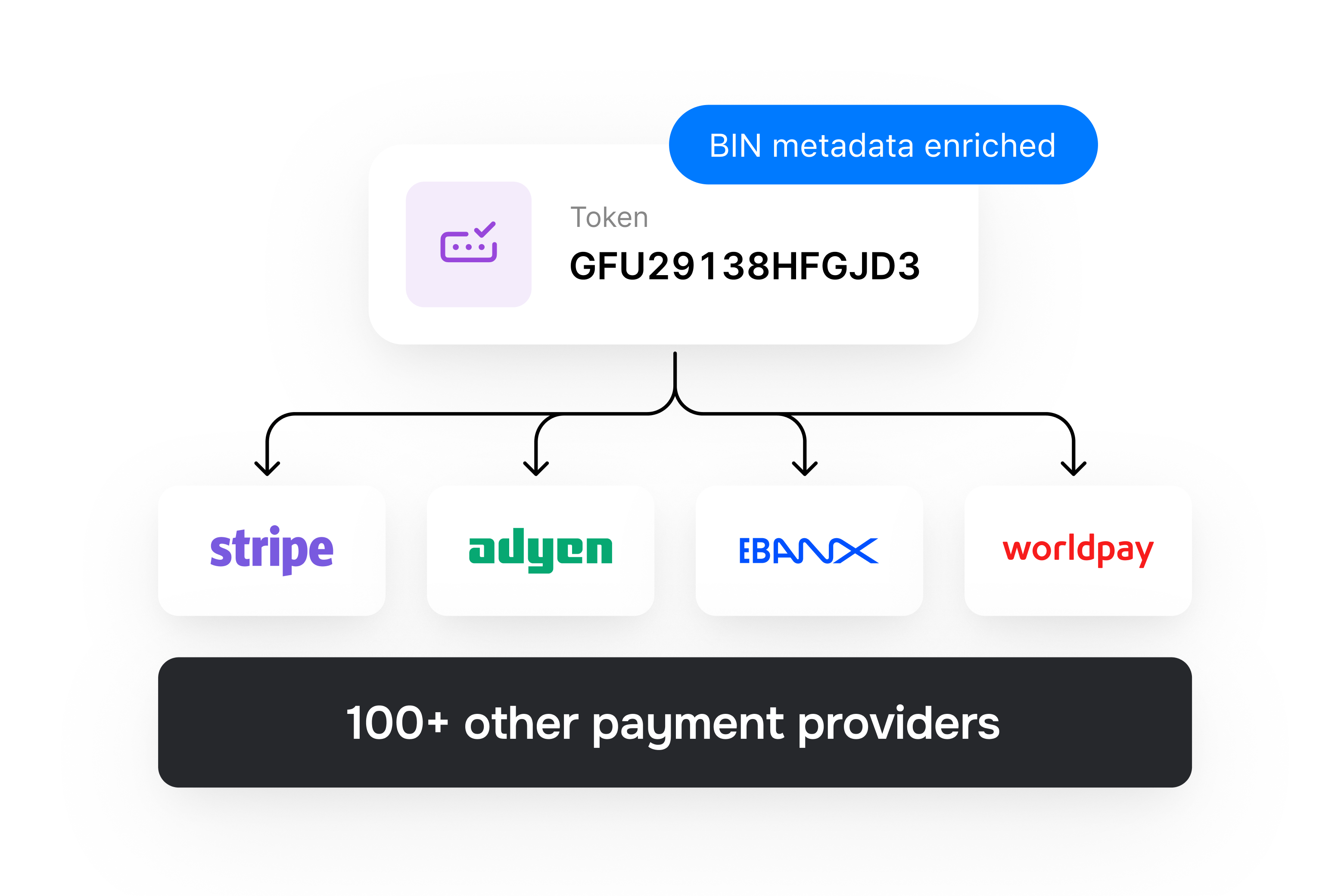 Token connects to Stripe, Adyen, Ebanx, Workday and over 100 providers.