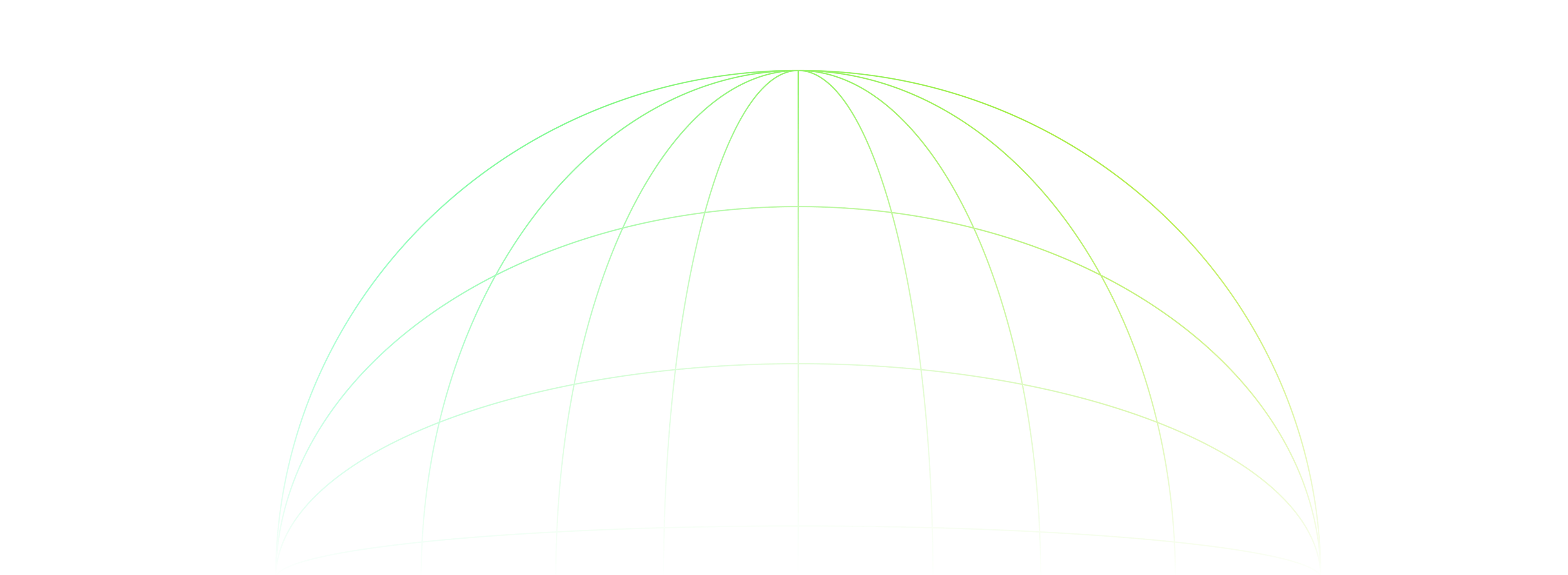 Green lines forming a globe and symbolizing worldwide coverage.